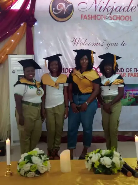 Graduates, including corps members, at the Nikjade Fashion School ceremony