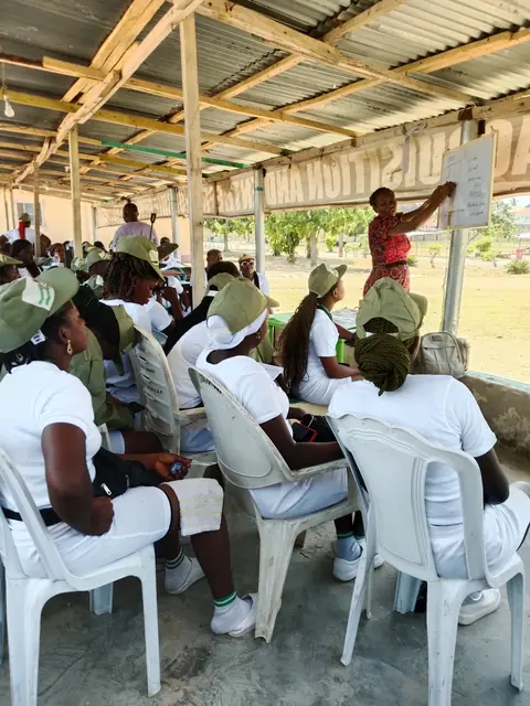 Corps members during a training session
