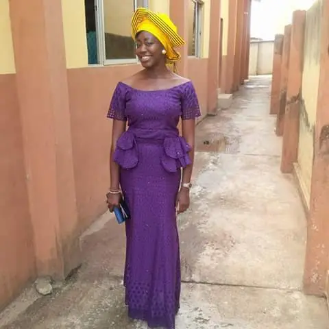 Purple peplum lace skirt suit
